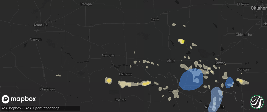 Hail map in Dodson, TX on June 18, 2026