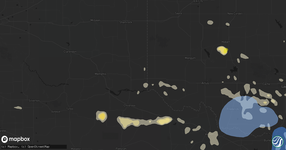Hail map in Dodson, TX on June 18, 2026