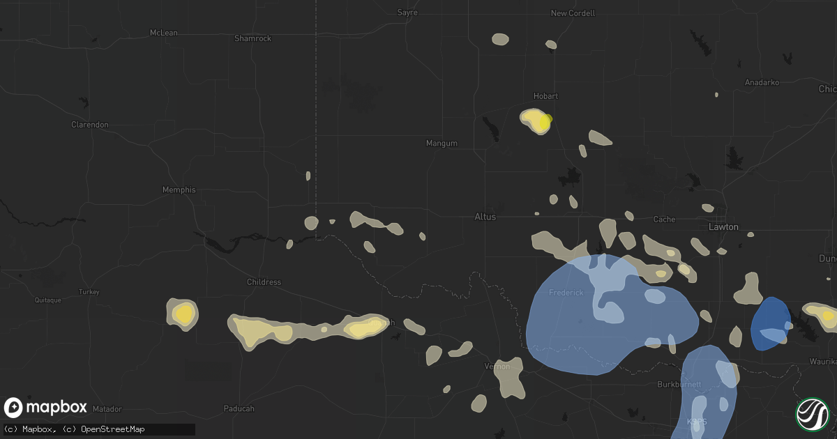 Hail map in Duke, OK on June 18, 2026