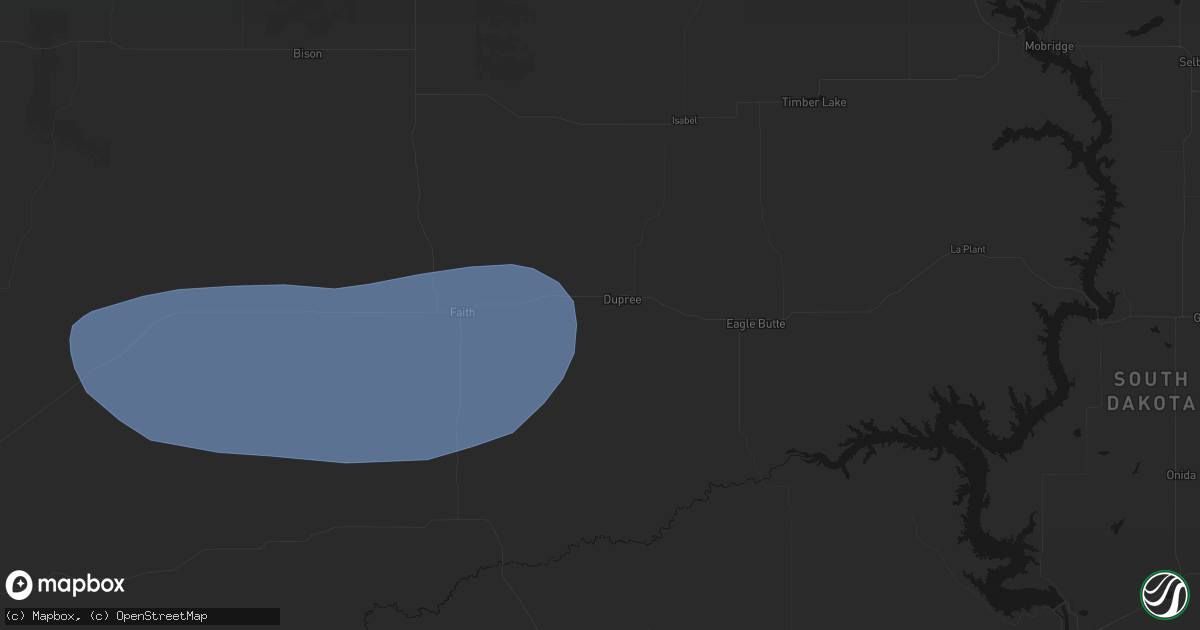 Hail map in Dupree, SD on June 18, 2026