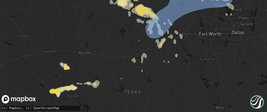 Hail map in Eastland, TX on June 18, 2026