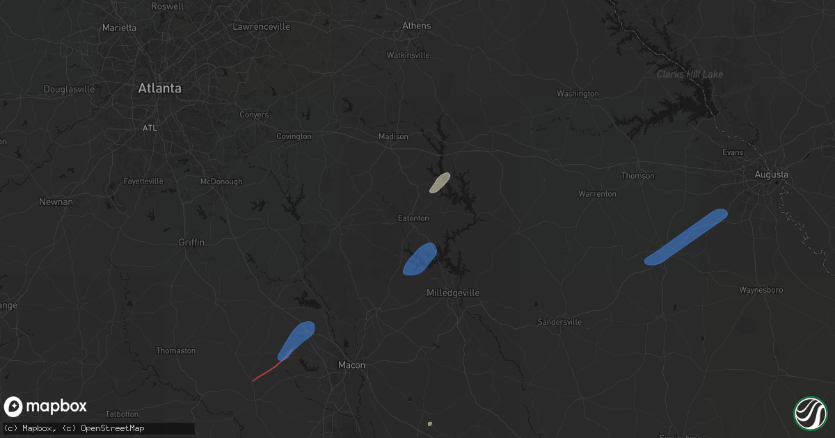 Hail map in Eatonton, GA on June 18, 2026