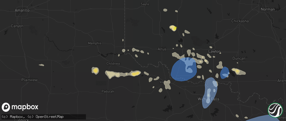 Hail map in Eldorado, OK on June 18, 2026