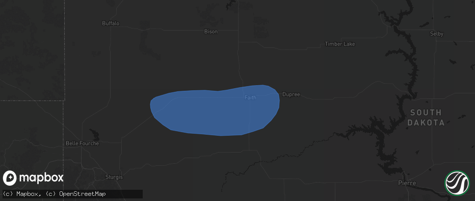 Hail map in Faith, SD on June 18, 2026