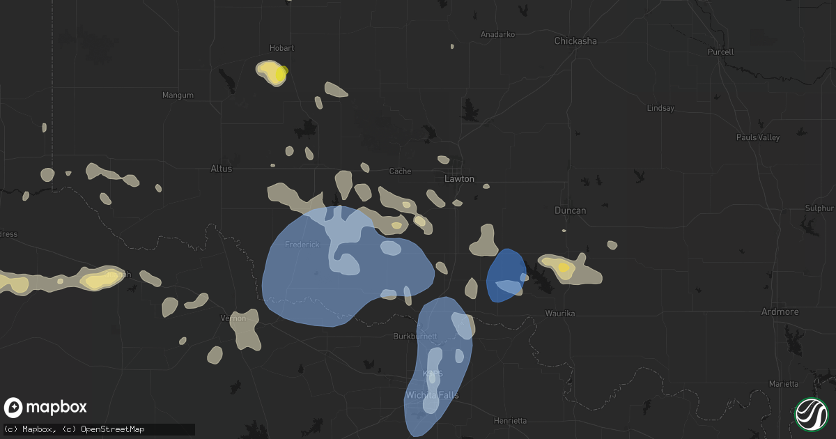 Hail map in Faxon, OK on June 18, 2026