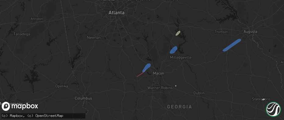 Hail map in Forsyth, GA on June 18, 2026
