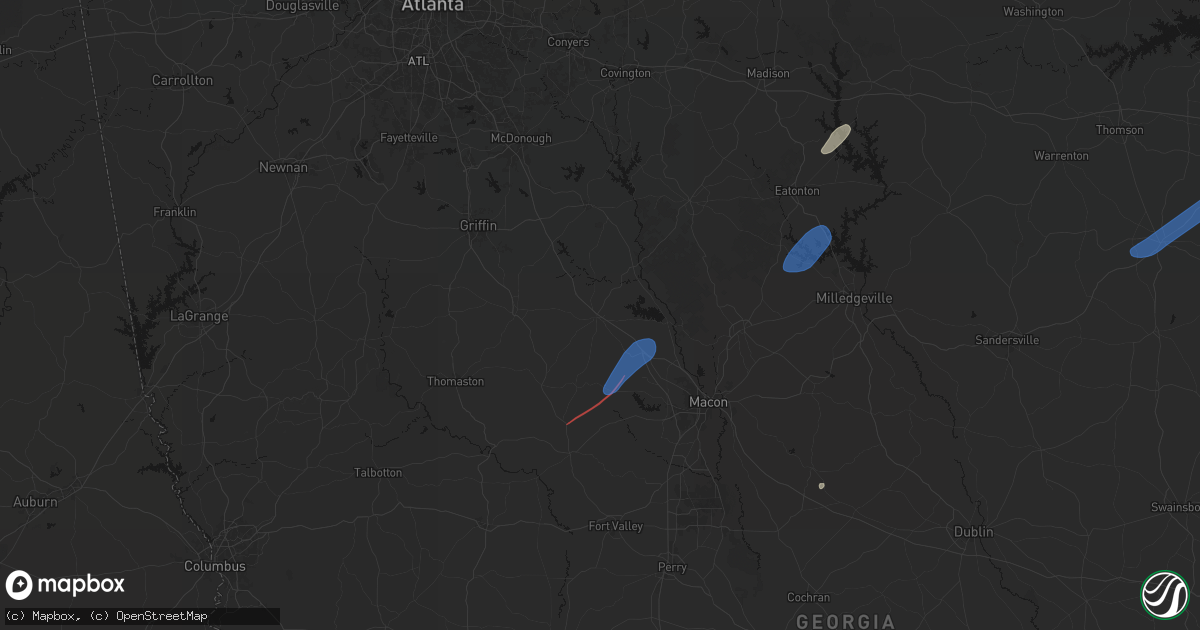 Hail map in Forsyth, GA on June 18, 2026