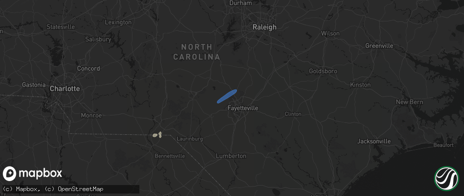 Hail map in Fort Bragg, NC on June 18, 2026