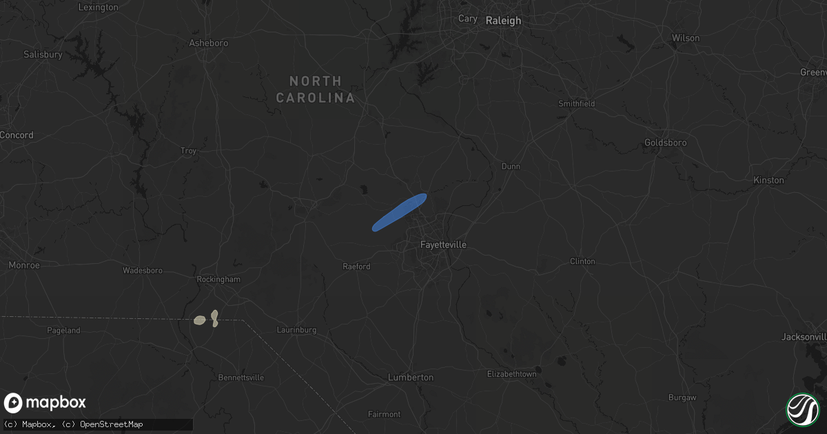 Hail map in Fort Bragg, NC on June 18, 2026