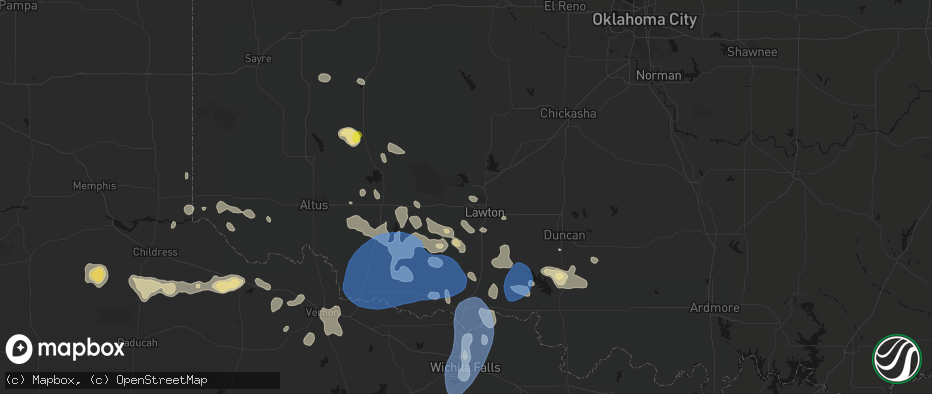 Hail map in Fort Sill, OK on June 18, 2026