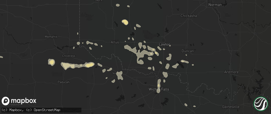 Hail map in Frederick, OK on June 18, 2026