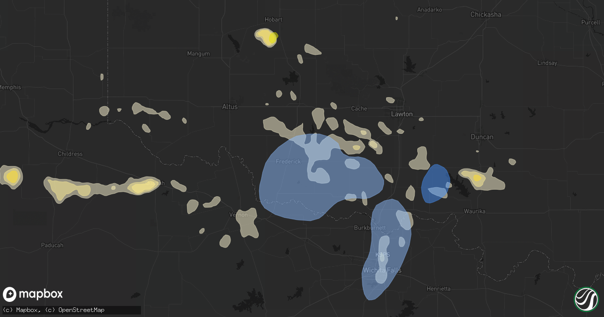 Hail map in Frederick, OK on June 18, 2026