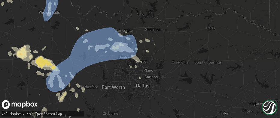 Hail map in Frisco, TX on June 18, 2026