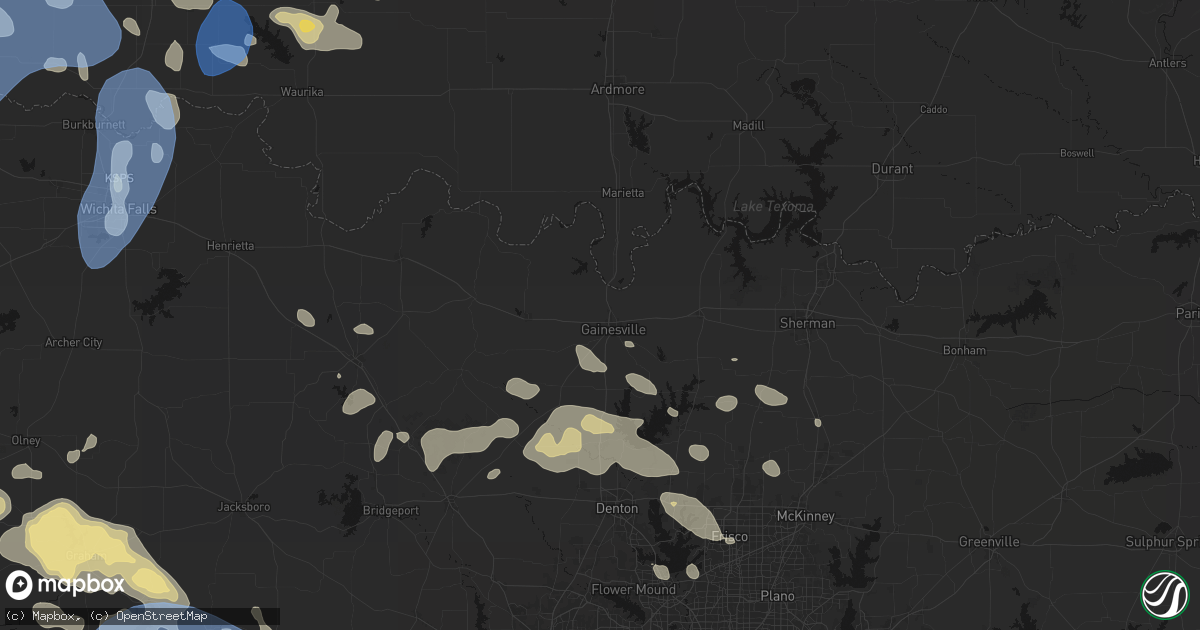 Hail map in Gainesville, TX on June 18, 2026