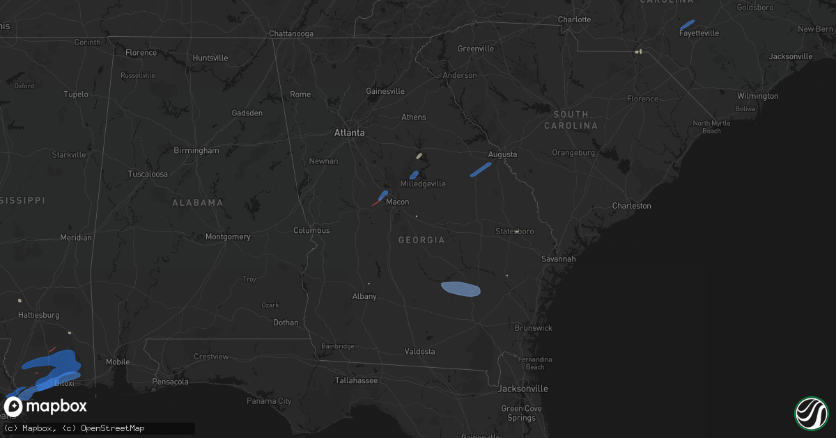 Hail map in Georgia on June 18, 2026