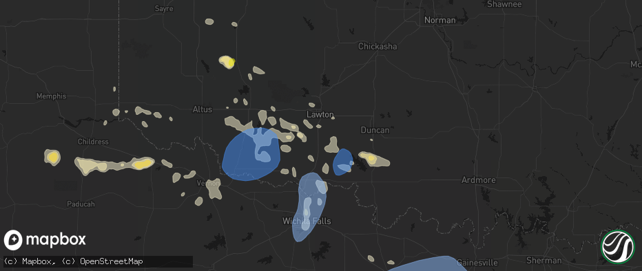 Hail map in Geronimo, OK on June 18, 2026