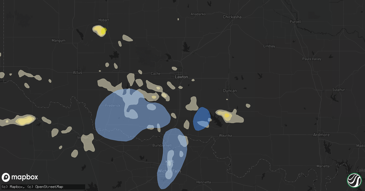 Hail map in Geronimo, OK on June 18, 2026