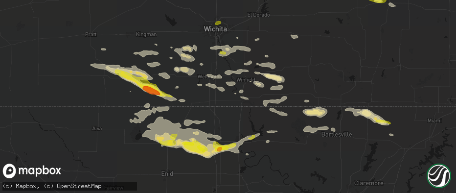 Hail map in Geuda Springs, KS on June 18, 2026