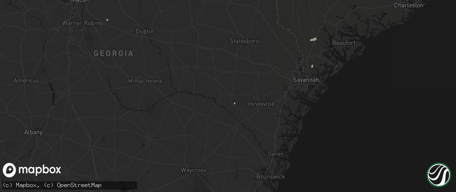 Hail map in Glennville, GA on June 18, 2026