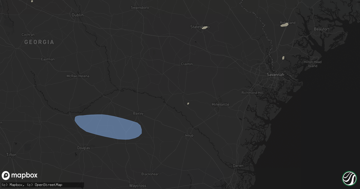 Hail map in Glennville, GA on June 18, 2026