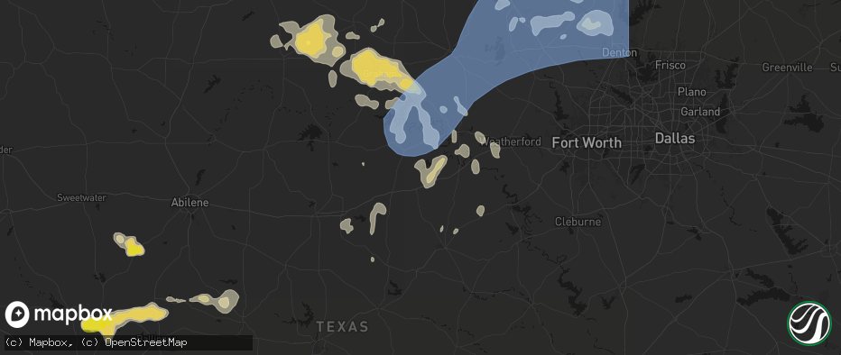 Hail map in Gordon, TX on June 18, 2026