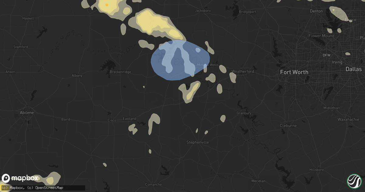 Hail map in Gordon, TX on June 18, 2026