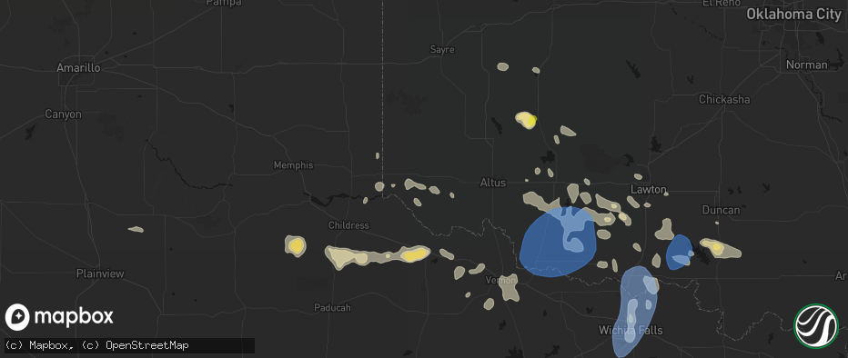 Hail map in Gould, OK on June 18, 2026