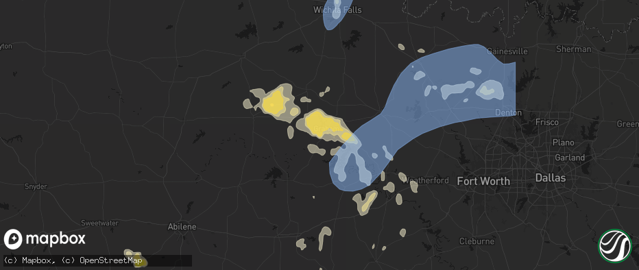 Hail map in Graham, TX on June 18, 2026