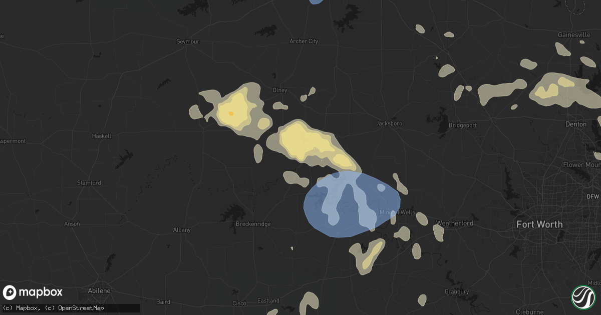 Hail map in Graham, TX on June 18, 2026