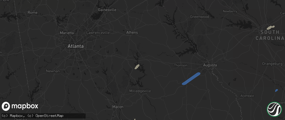 Hail map in Greensboro, GA on June 18, 2026