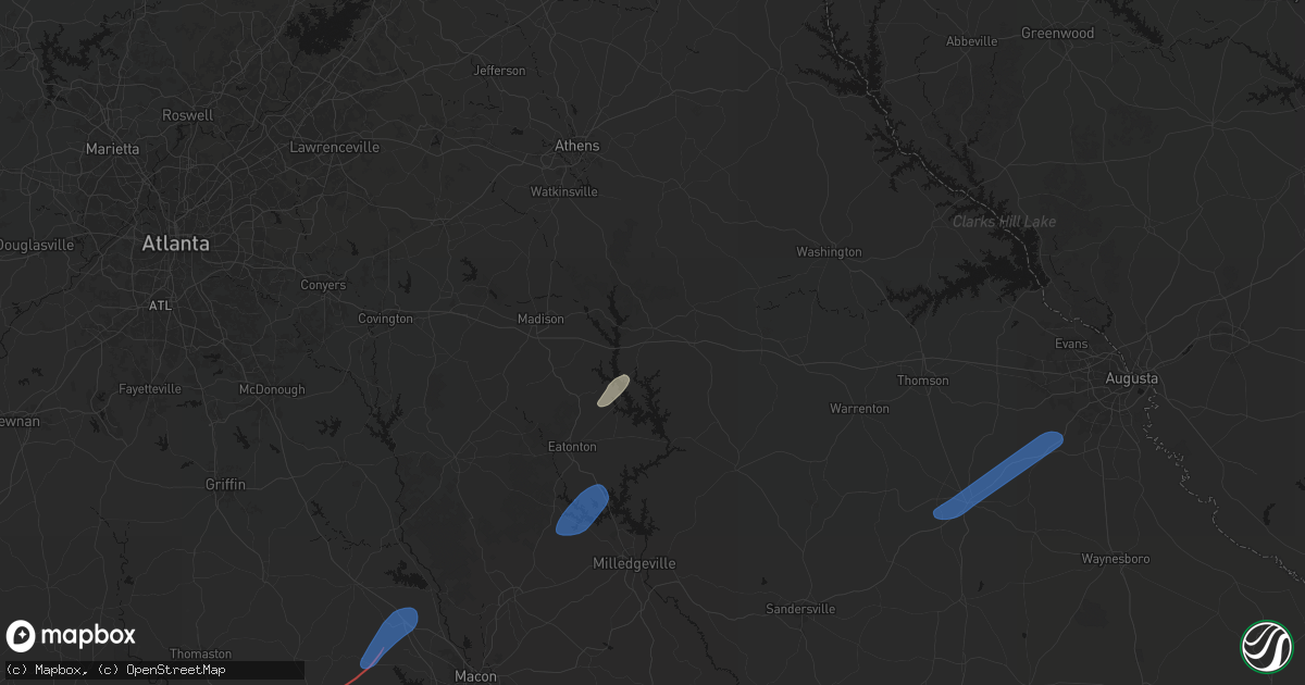 Hail map in Greensboro, GA on June 18, 2026