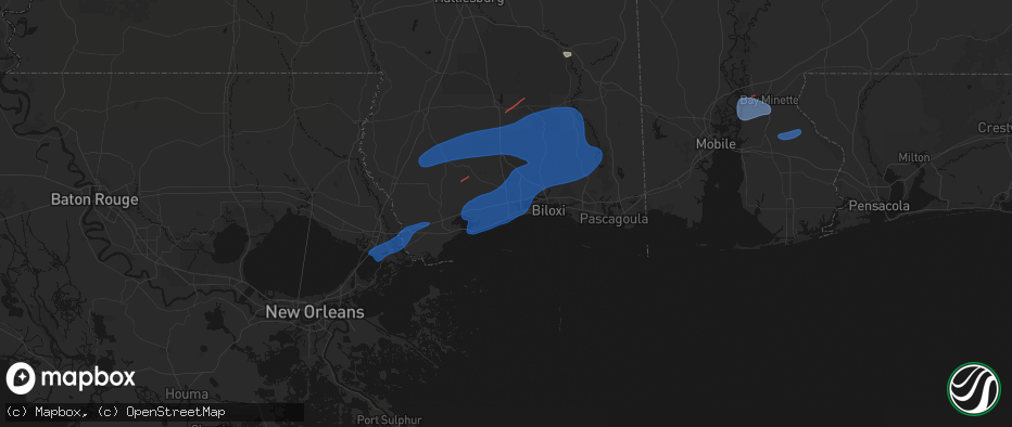 Hail map in Gulfport, MS on June 18, 2026