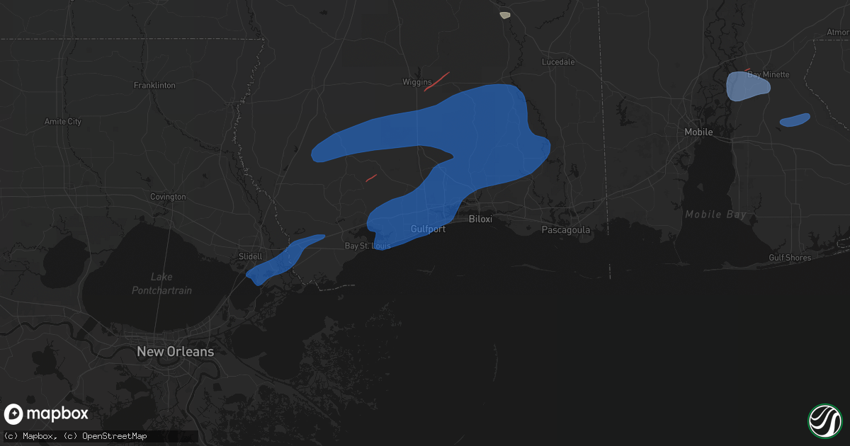 Hail map in Gulfport, MS on June 18, 2026