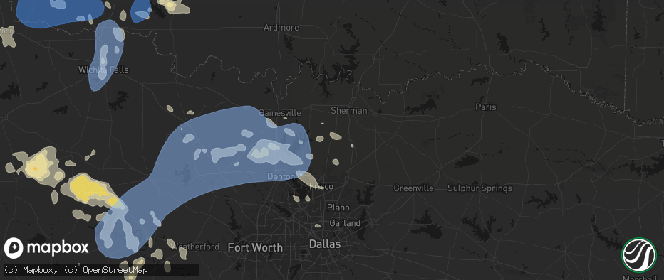 Hail map in Gunter, TX on June 18, 2026
