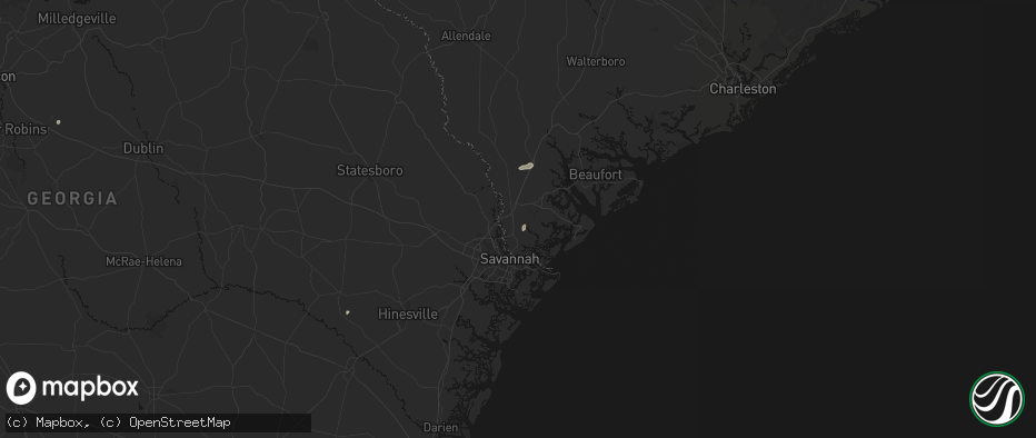 Hail map in Hardeeville, SC on June 18, 2026