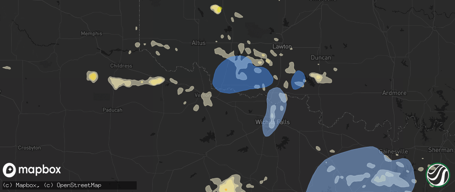 Hail map in Harrold, TX on June 18, 2026