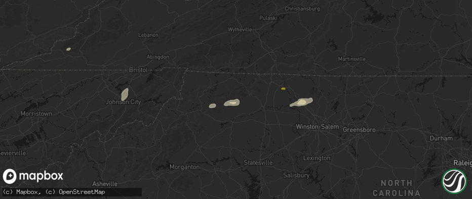 Hail map in Hays, NC on June 18, 2026
