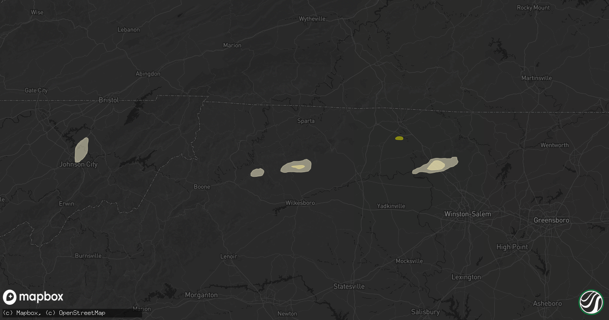 Hail map in Hays, NC on June 18, 2026