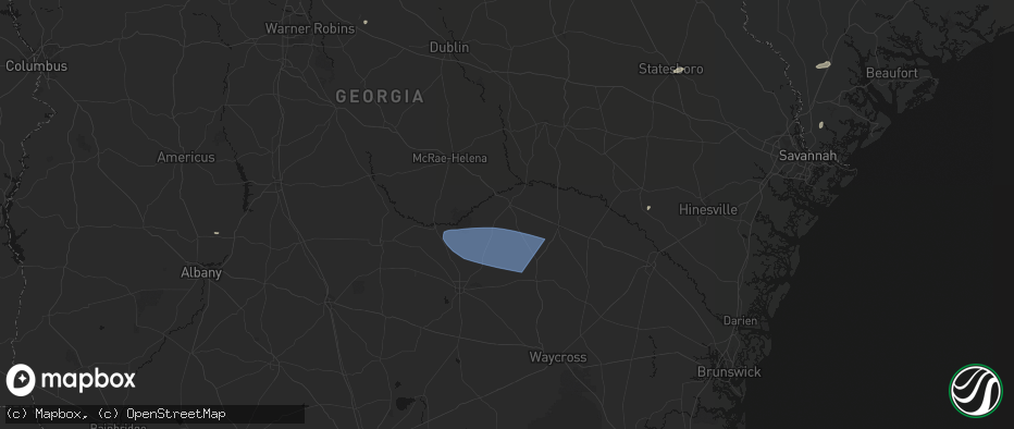 Hail map in Hazlehurst, GA on June 18, 2026