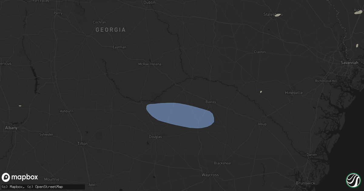 Hail map in Hazlehurst, GA on June 18, 2026