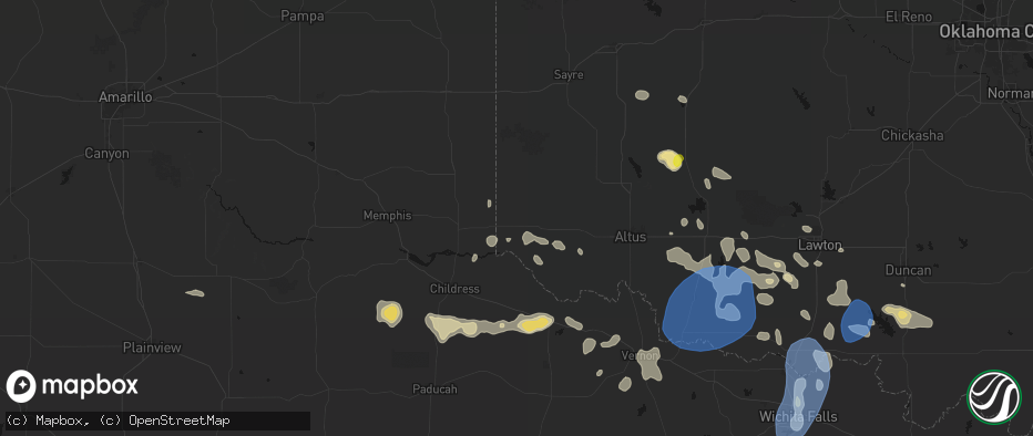 Hail map in Hollis, OK on June 18, 2026