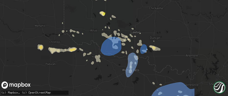 Hail map in Hollister, OK on June 18, 2026