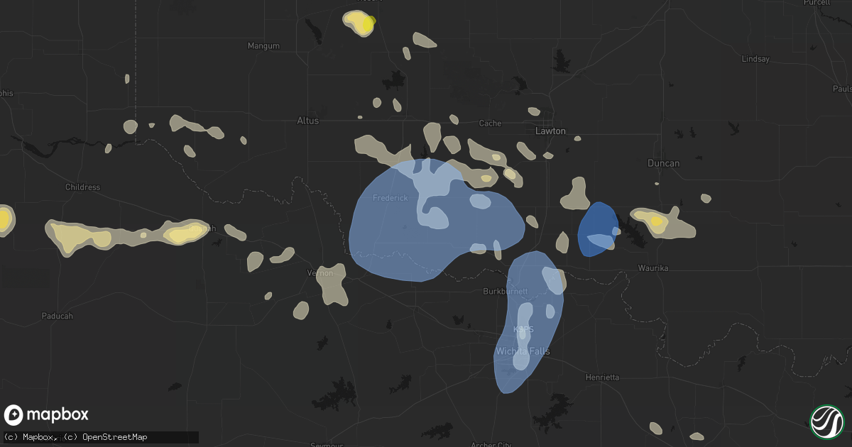 Hail map in Hollister, OK on June 18, 2026