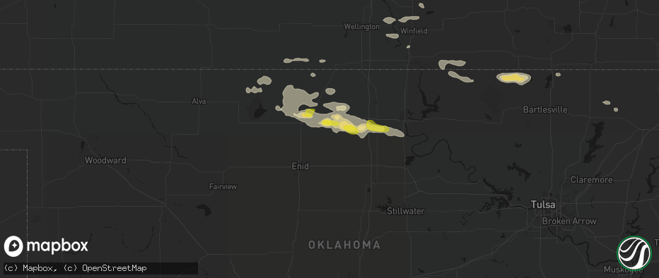 Hail map in Hunter, OK on June 18, 2026