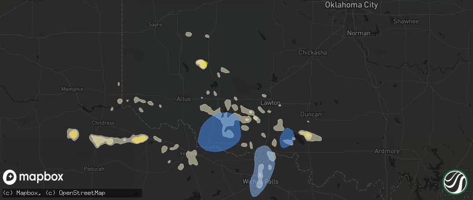 Hail map in Indiahoma, OK on June 18, 2026