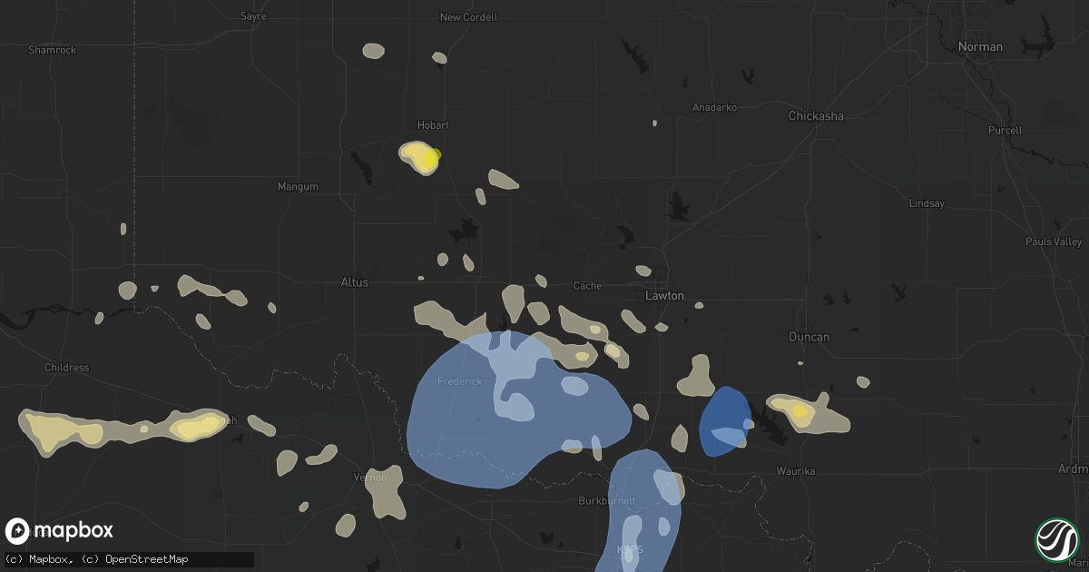 Hail map in Indiahoma, OK on June 18, 2026