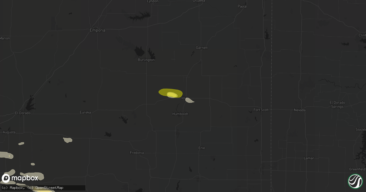 Hail map in Iola, KS on June 18, 2026
