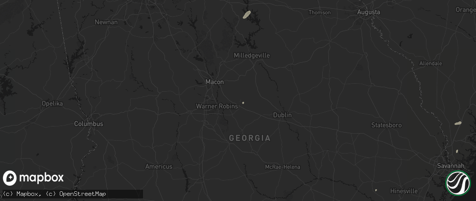 Hail map in Jeffersonville, GA on June 18, 2026
