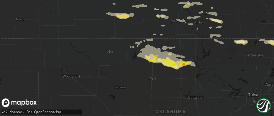 Hail map in Jet, OK on June 18, 2026