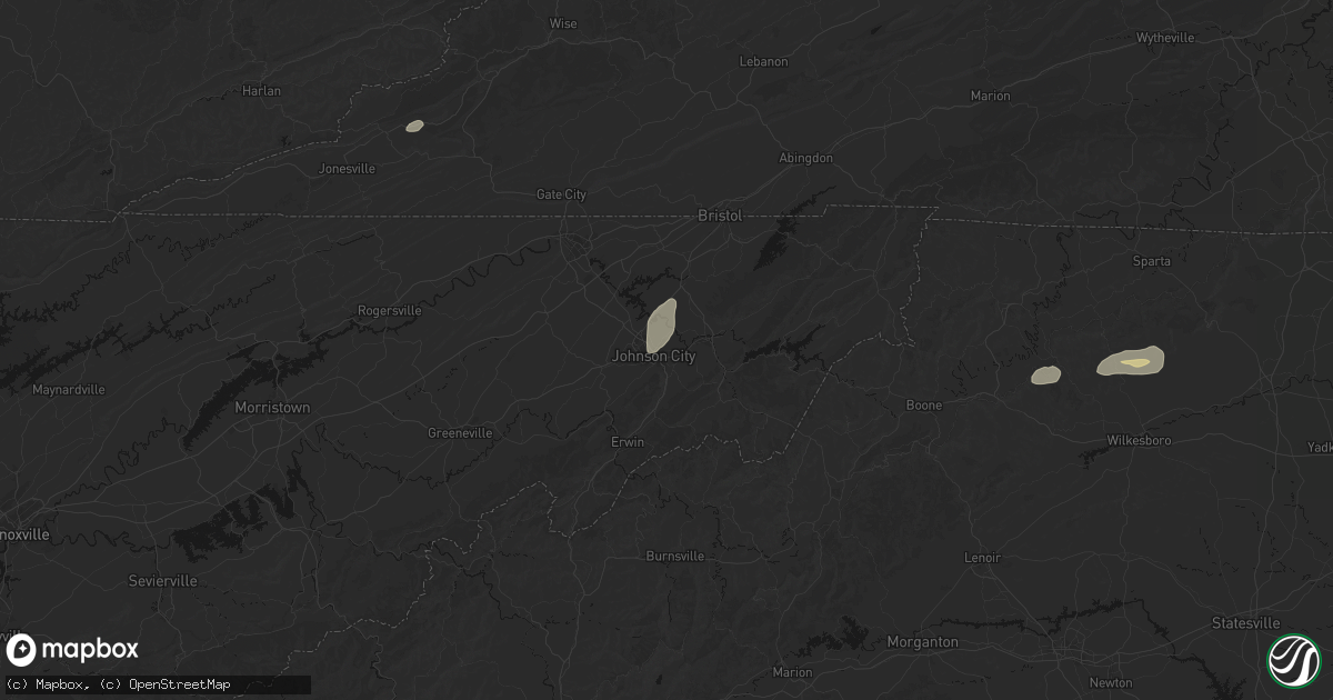 Hail map in Johnson City, TN on June 18, 2026